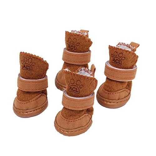 MOLUO Zapatos para perros 4pcs / set gruesos zapatos Perro de la nieve for mascotas Chihuahua Animal El calentamiento de algodón zapatillas de deporte de invierno de la felpa del perrito gatos calient