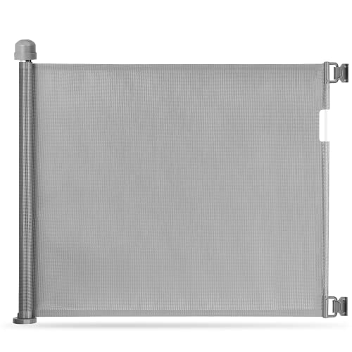 Momcozy Barrera Seguridad Niños Escalera, 0cm-140cm Puerta Seguridad Bebé Extensibles, Vallas de Seguridad para Escaleras, Barrera Escalera Bebé para Uso en Interiores y Exteriores, Gris