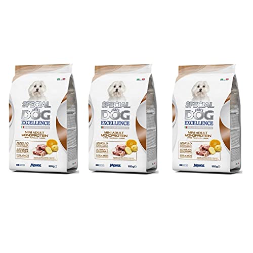 Monge 3X Special Dog Excellence Italian Superpremium Mini Adult Monoproteína Agnello con Riso, Patate e Agrumi Cordero con arroz, patatas y cítricos 800 g