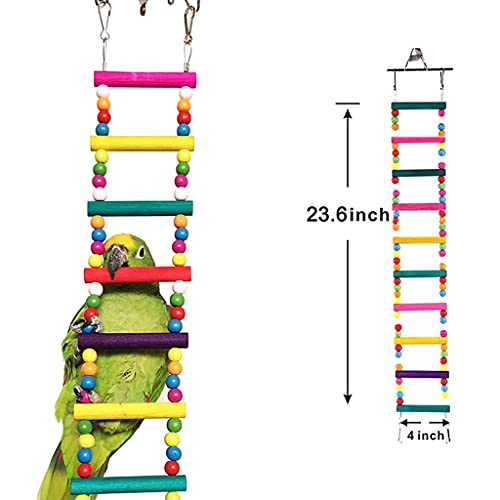 Moosunsa 4 columpios colgantes para gallinas, juguete de gallina, escalera de columpio de colores arcoíris para gallinas, casita de metal veggia, pájaro, perca grande