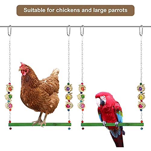 Moosunsa 4 columpios colgantes para gallinas, juguete de gallina, escalera de columpio de colores arcoíris para gallinas, casita de metal veggia, pájaro, perca grande