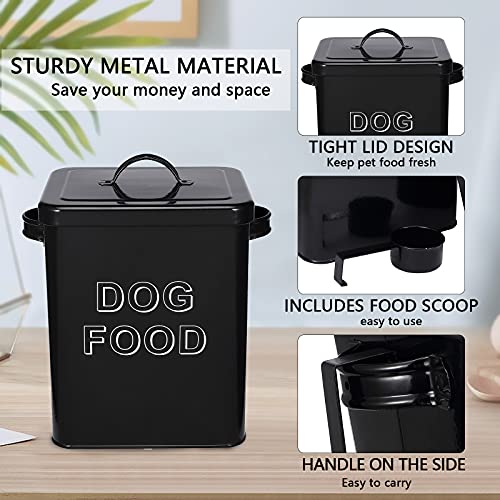 Morezi Contenedor de Comida para Mascotas, Caja de Comida para Perros, con Tapa y Cuchara, Adecuado para almacenar Alimentos Secos y bocadillos para Mascotas-Perro-Negro