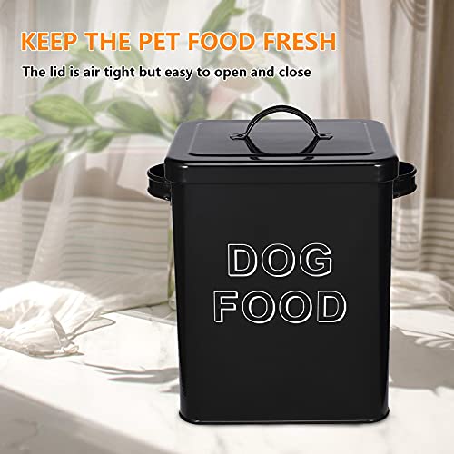 Morezi Contenedor de Comida para Mascotas, Caja de Comida para Perros, con Tapa y Cuchara, Adecuado para almacenar Alimentos Secos y bocadillos para Mascotas-Perro-Negro