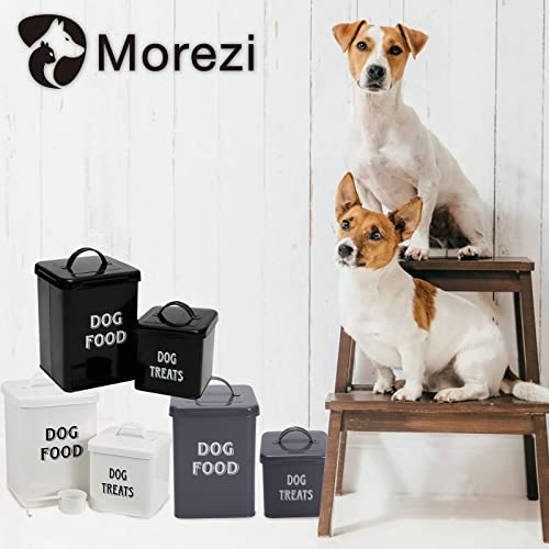 MOREZI Juego de recipientes para comida y refrigerios para mascotas con tapa y cuchara, tarro de almacenamiento de comida para perros-Negro