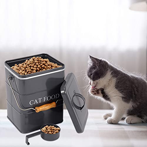 Morezi Recipiente de Almacenamiento de Comida para Mascotas de 6L, con Tapa y Cuchara, contenedor pienso Gatos-Gato-Gris