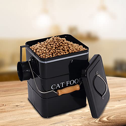 Morezi Recipiente de Almacenamiento de Comida para Mascotas de 6L, con Tapa y Cuchara, contenedor pienso Gatos-Gato-Negro