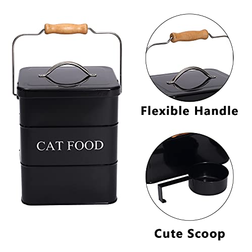 Morezi Recipiente de Almacenamiento de Comida para Mascotas de 6L, con Tapa y Cuchara, contenedor pienso Gatos-Gato-Negro