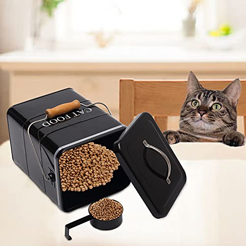 Morezi Recipiente de Almacenamiento de Comida para Mascotas de 6L, con Tapa y Cuchara, contenedor pienso Gatos-Gato-Negro