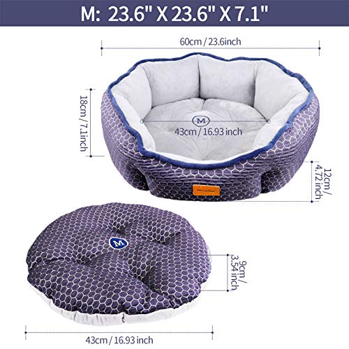 morpilot Cama Gato, Cama Perro Pequeño, Cama para Mascotas, Lavable a Máquina, Sofá Cama para Gatos y Perros Pequeños y Medianos (M: 60 X 60 X 18 cm) Comedero Lento para Perros