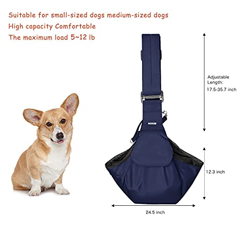 MOSISO Bolso pequeño para Transporte de Perros y Gatos para Mascotas, Manos Libres, Correa Acolchada Ajustable, Poliéster Transpirable, Suave, Bolso de Viaje con Bolsillo Frontal, Azul Marino