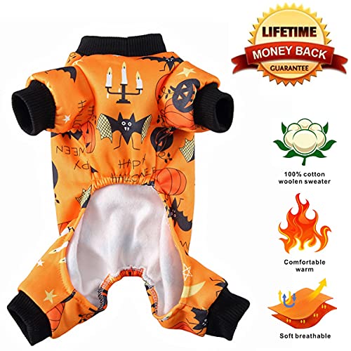 Mosucoirl Disfraz de Perro Mascota Halloween,Patrón de Calabaza de Mono de Perro Pijama de Perro para Cachorro Perros Pequeños Medianos Gatos Chihuahua Osito de Peluche Fiesta de Navidad (XL)