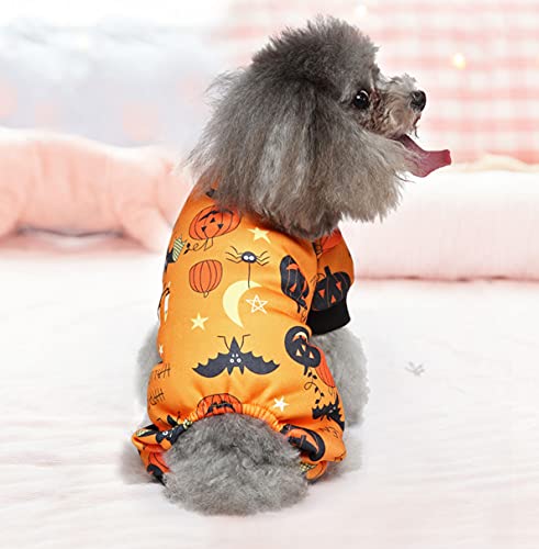 Mosucoirl Disfraz de Perro Mascota Halloween,Patrón de Calabaza de Mono de Perro Pijama de Perro para Cachorro Perros Pequeños Medianos Gatos Chihuahua Osito de Peluche Fiesta de Navidad (XL)