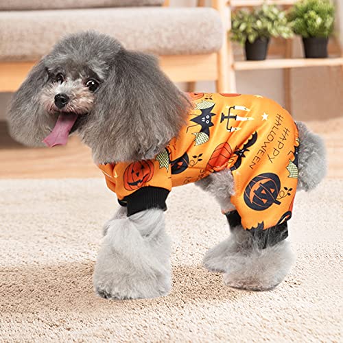 Mosucoirl Disfraz de Perro Mascota Halloween,Patrón de Calabaza de Mono de Perro Pijama de Perro para Cachorro Perros Pequeños Medianos Gatos Chihuahua Osito de Peluche Fiesta de Navidad (XL)