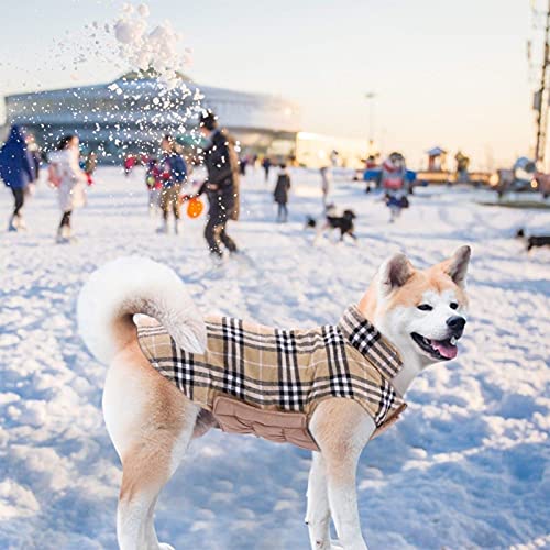 MOTT Chaqueta de perro acolchada cálida impermeable abrigo grande cavar ropa de invierno, chaleco de perro reversible grueso a prueba de viento traje de nieve frío ropa de mascotas