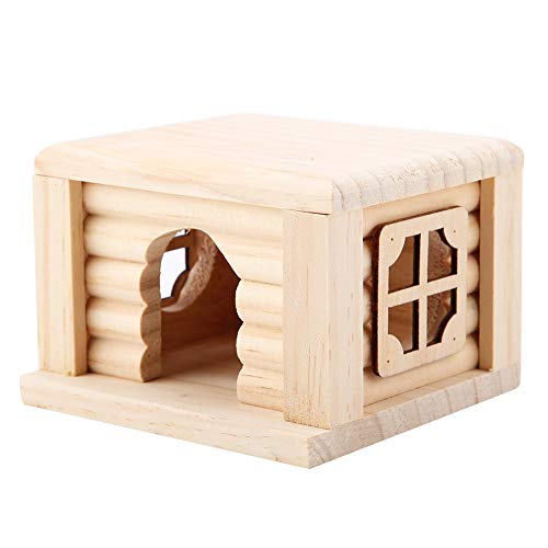 MOUMOUTEN 1 Pieza de casa de hámster, Mini cabaña de Madera con Parte Superior Plana para Mascotas, hábitats de anidación de Animales para Conejillo de Indias, Chinchilla, Rata, ratón, jerbo