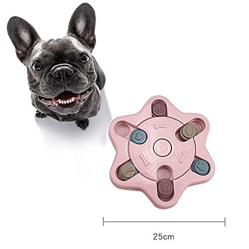 Mousyee Juguete de Puzle para Perros, Juegos Inteligencia Perros Rosa Bol para Juegos de Cerebro para Perros con Almohadillas Antideslizantes para Mejorar el Coeficiente Intelectual de Las Mascotas