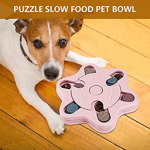 Mousyee Juguete de Puzle para Perros, Juegos Inteligencia Perros Rosa Bol para Juegos de Cerebro para Perros con Almohadillas Antideslizantes para Mejorar el Coeficiente Intelectual de Las Mascotas