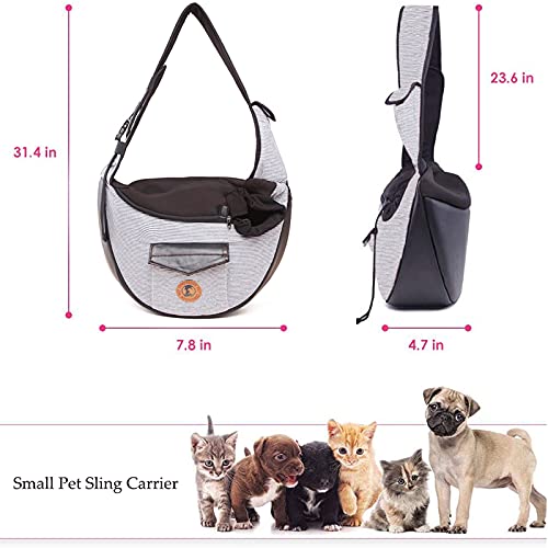 MQFORU Transportador de mascotas Perro Gato Pequeño Cachorro Bolsa de hombro Bolsa de viaje Manos libres Mochila plegable Sling (gris)