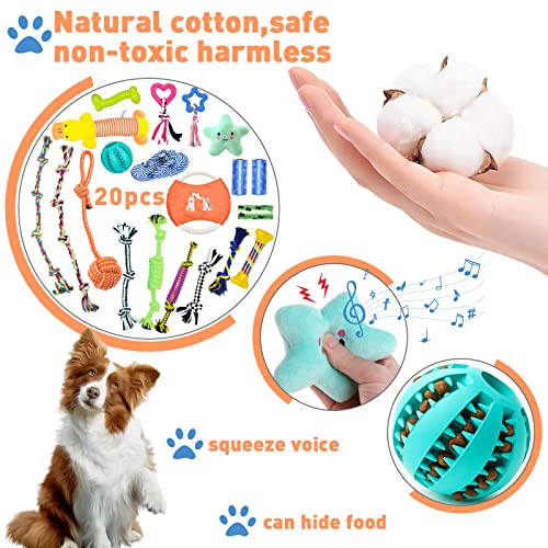 MULEVIP Juguetes para Perros 20pc Grupo de Juguetes para Perros Durable Masticable Cuerda Herramientas de Entrenamiento para Cachorros Pequeños Medianos Grandes Perros