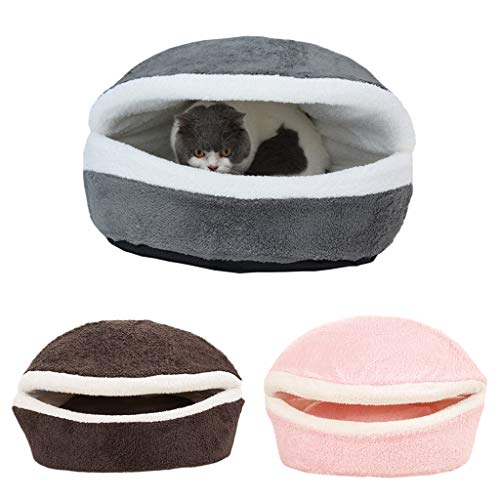 MYBOON - Cama para Hamburguesa Suave y Bonita, Gato, Gatito, Cachorro, Nido para Mascotas, Funda para casa, extraíble, Resistente al Viento, Invierno cálido, Cama de Hamaca, Gris