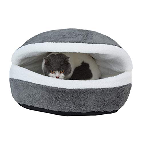 MYBOON - Cama para Hamburguesa Suave y Bonita, Gato, Gatito, Cachorro, Nido para Mascotas, Funda para casa, extraíble, Resistente al Viento, Invierno cálido, Cama de Hamaca, Gris