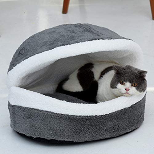 MYBOON - Cama para Hamburguesa Suave y Bonita, Gato, Gatito, Cachorro, Nido para Mascotas, Funda para casa, extraíble, Resistente al Viento, Invierno cálido, Cama de Hamaca, Gris