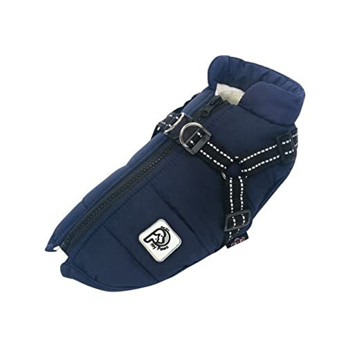 myPawz® Chaleco para perro, color azul oscuro, talla S, chaqueta para perros, chaqueta de invierno, traje de invierno, suéter, protección cálida