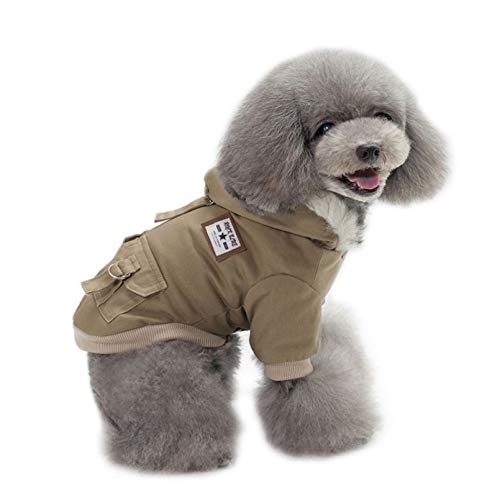 N / A Abrig Ropa para Perros Abrigo de Terciopelo de Perro con Capucha Militar de otoño Invierno Abrigo de Estilo Militar Acolchado de algodón Lindo Manténgase Caliente otoño Invierno