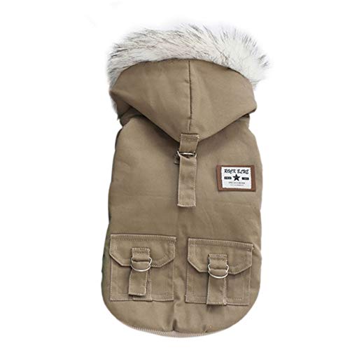 N / A Abrig Ropa para Perros Abrigo de Terciopelo de Perro con Capucha Militar de otoño Invierno Abrigo de Estilo Militar Acolchado de algodón Lindo Manténgase Caliente otoño Invierno