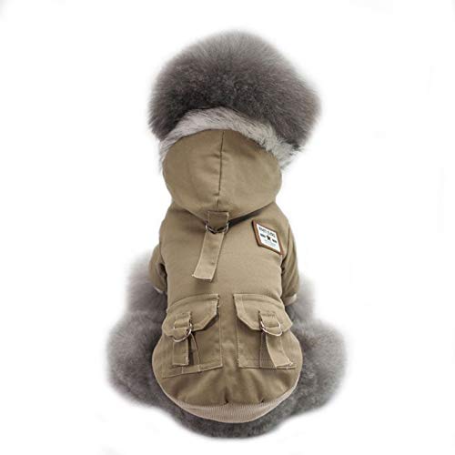 N / A Abrig Ropa para Perros Abrigo de Terciopelo de Perro con Capucha Militar de otoño Invierno Abrigo de Estilo Militar Acolchado de algodón Lindo Manténgase Caliente otoño Invierno