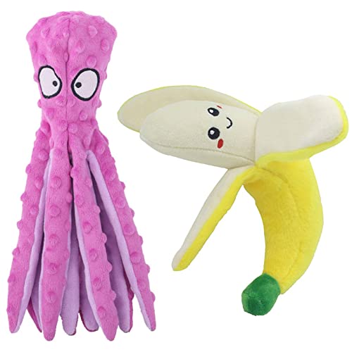 NA Pet Supplies Peluche Sonido Juguete Pulpo Piel Perro Morder Sonido Juguete Plátano Con Papel Sonido BB Llamada