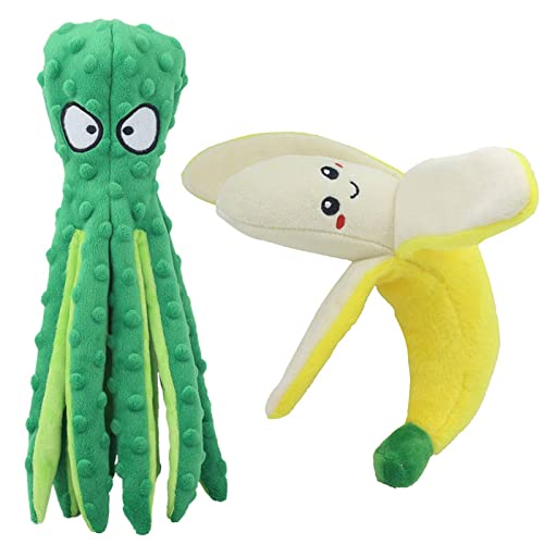 NA Pet Supplies Peluche Sonido Juguete Pulpo Piel Perro Morder Sonido Juguete Plátano Con Papel Sonido BB Llamada