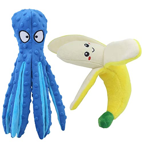 NA Pet Supplies Peluche Sonido Juguete Pulpo Piel Perro Morder Sonido Juguete Plátano Con Papel Sonido BB Llamada