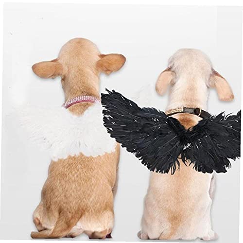 NaiCasy Mascota Disfraces de Halloween alas Cachorro Cosplay Diablo ángel Pluma alas Foto Accesorios Negro l