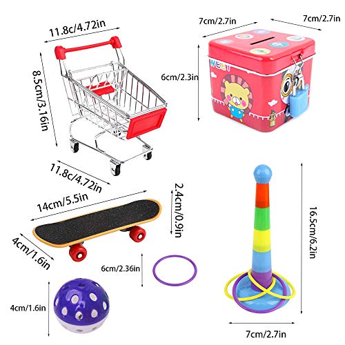 NAMIS Juguetes Agapornis 7pcs Juguetes Loros Mini Carro de la Compra monopatín Anillo de Entrenamiento Campana Juguetes interactivos para pajaros,Loros,guacamayos,cotorras,periquitos,cacatúas