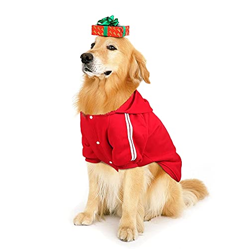 NAMSAN Sudaderas para Perros con Capucha Disfraces para Perros, Abrigo Perro de Invierno Suave y Cómoda, Ropa para Perros Medianos y Grandes, Rojo-3XL