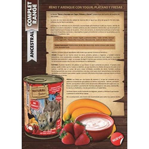 NATURAL GREATNESS - Pienso de Pollo para Perros Cachorros Hipoalergénico Sin Cereales - Saco 2 kg + 3 Latas Reno y Arenque con Yogurt ANIMALUJOS