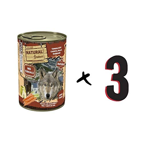 NATURAL GREATNESS - Pienso de Pollo para Perros Cachorros Hipoalergénico Sin Cereales - Saco 6 kg + 3 Latas Venado y Zanahoria | ANIMALUJOS