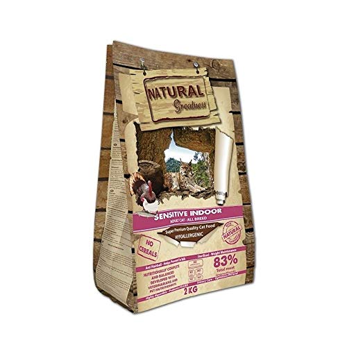 Natural Greatness Pienso Gatos Esterilizados, Senior o de Interior No Gluten Hipoalergénico Saco 2 kg Incluye 3 Latas Comida Húmeda | ANIMALUJOS (Saco 2 KG)