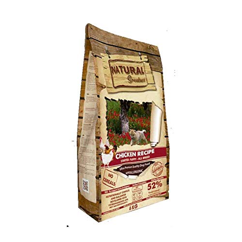 Natural Greatness - Pienso Natural Sin Cereales de Pollo para Perros Cachorros Jóvenes y Adultos Mini - Toy - Hipoalergénico | ANIMALUJOS (Saco 6 Kg + Snacks Naturales)