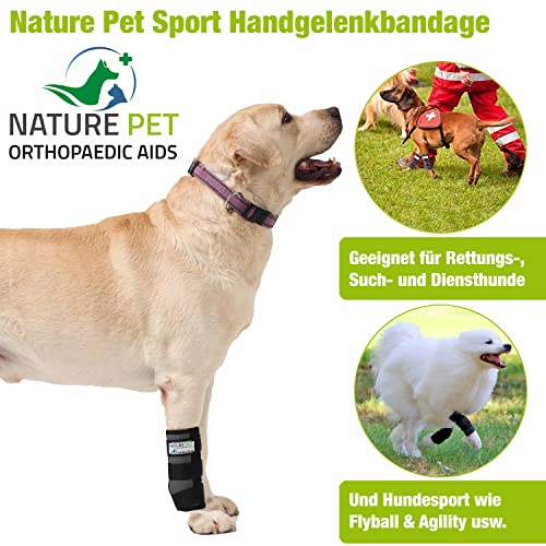 NATURE PET - Vendaje de la articulación carpometacarpiana de Perro para Deporte/Vendaje de Soporte para Perros CarpoLock Sport - Negro - L