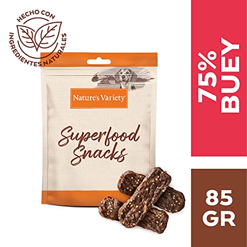 Natures variety Snacks para Perros Adultos con Buey, Espinacas y Quinoa 85g x 8