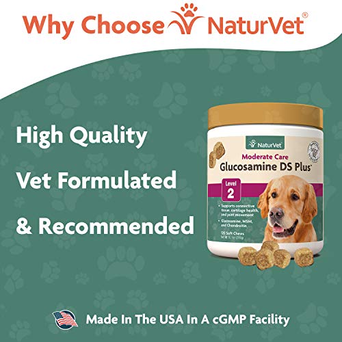 NaturVet GLUCOSAMINE - DS Plus MSM and Chondrotin Soft Chews for Dogs 120 COUNT