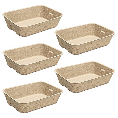 Navaris Arenero para Gatos portátil - Set de 5X Bandeja de cartón Biodegradable para Arena de Gato - Bandejas de Viaje para areneros de 40.5 x 30 CM