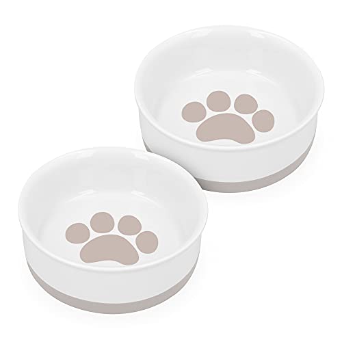 Navaris Comedero y Bebedero para Mascotas - 2X Cuenco Antideslizante de Porcelana para Agua Comida para Perros Gatos Conejos - Apto para lavavajillas