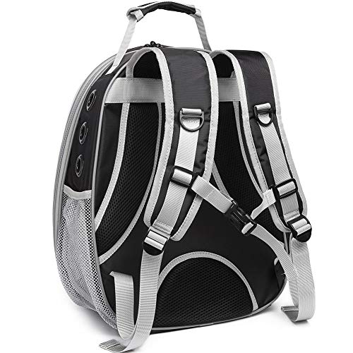 N/D Mochila grande para gatos con bolsa de transporte para mascotas expandible frontal, transparente para perros pequeños de hasta 20 libras, mochila para gato gordo (negro, frontal expandible)