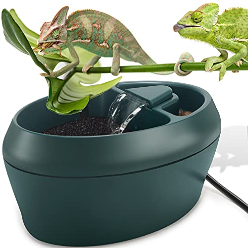 NEPTONION Reptil Chameleon Kantine con tentempiés, fuente de agua para anfibios, insectos, lagarto, tortuga, serpiente, araña, rana, gecko, viene con dos bombas (una como repuesto)