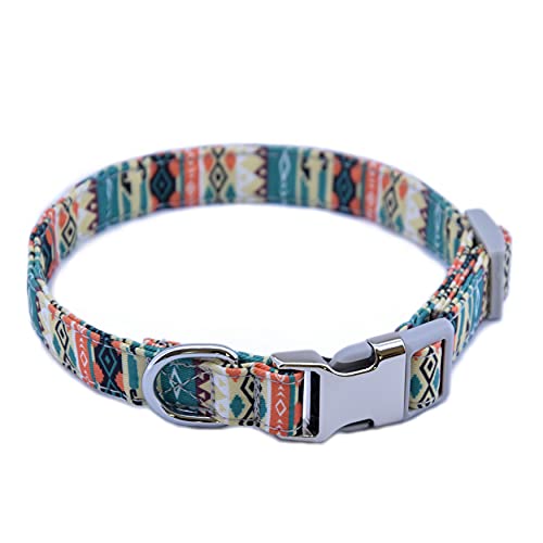 NESDRI, Collar para Perro, Mascota, étnico, Tribal, Azteca, Original. Moderno, Multicolor, Nailon, Collar Moda, Ajustable. para Perro medianos y Grandes, Bonito. Diseño Moderno para Perro.Talla S.