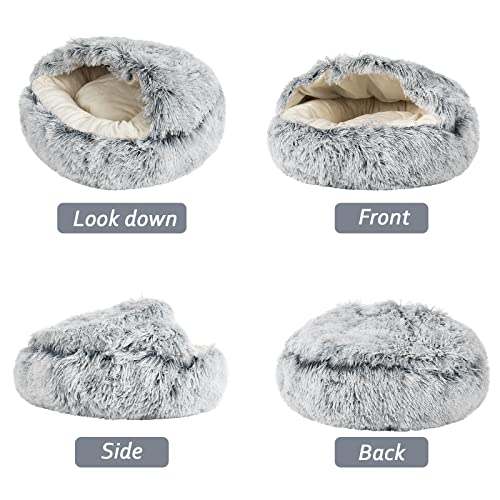 NIBESSER Cama para Gatos mullida Cueva Suave 2 en 1, Plegable, Cueva de Peluche para Gatos y Cachorros