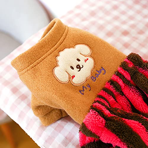 Nicoone Disfraz de invierno para mascotas, suave y cálido Bloomers, ropa de felpa para mascotas, pijamas de invierno para Teddy Bichon Frise perros pequeños